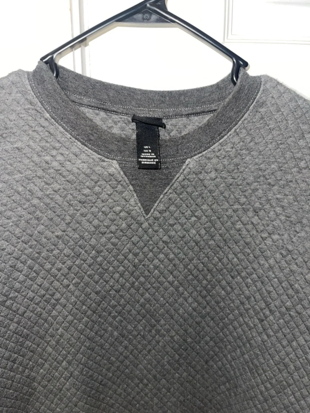 H&M Men's Quilted Crewneck Sweater - Gray